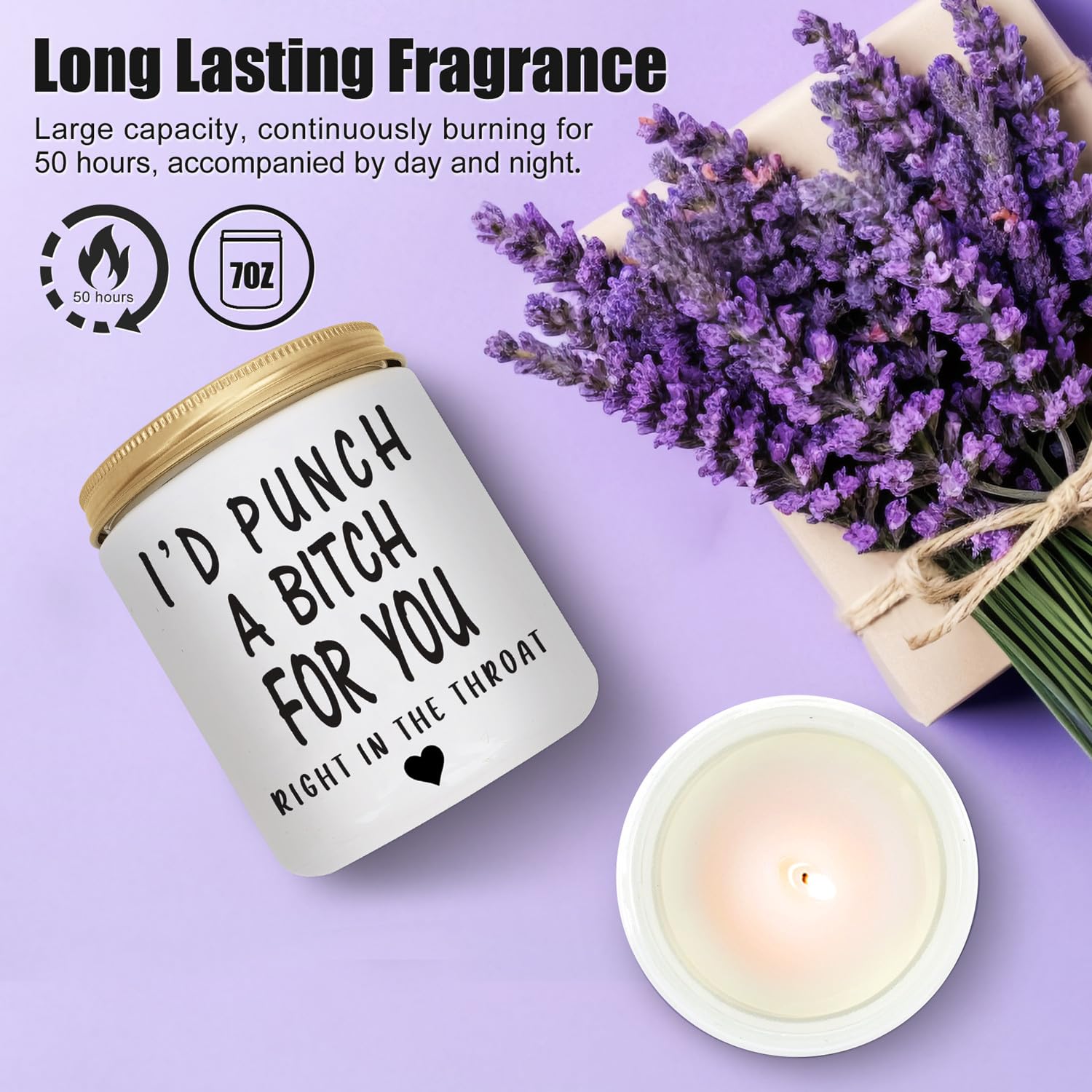 Best Friends Gifts For Women - Christmas Gifts For Her Female Bestie - 7Oz Funny Candle Lavender
