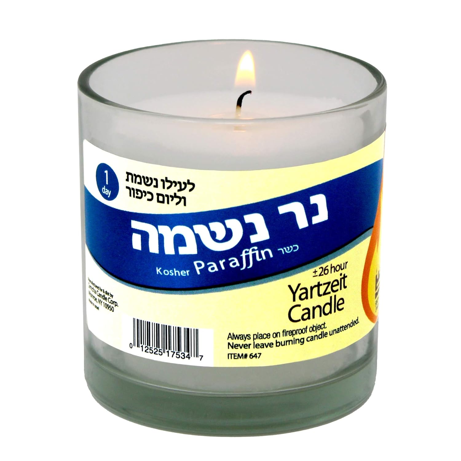 Yahrzeit Memorial Candle 24 Hours Burning Time In Glass Holder- 6 Pack - To Light In Memory Of Lost Loved Ones Funeral Shiva Yartzeit Or Emergency Candles- Nice Glass Tumbler Cups- Light 1 Day