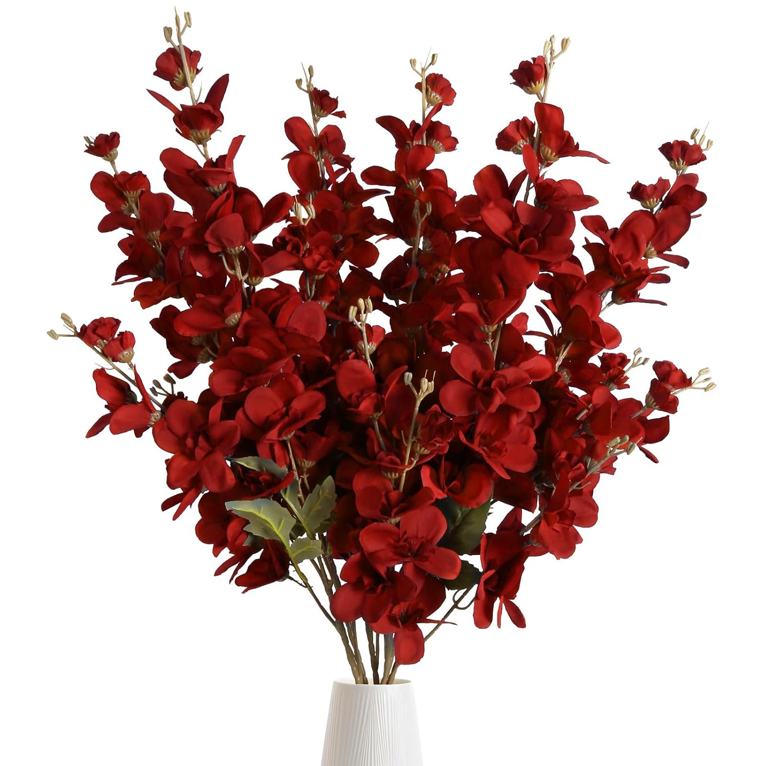 6Pcs 35.43'' Red Delphinium Artificial Flower Faux Larkspur Silk Flowers Long Stem Blossoms Flowers For Tall Vase Floral Arrangements Home Table Wedding Decor(Red)
