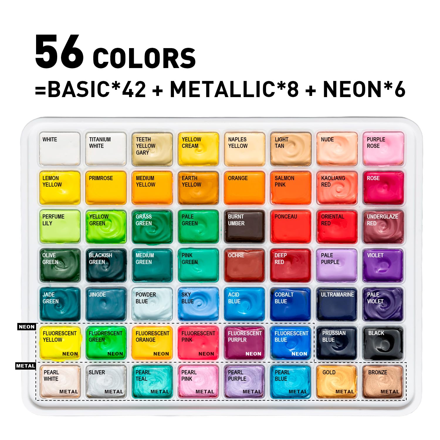 Gouache Paint Set, 56 Colors X 30G Unique Jelly Cup Design In A Carrying Case Perfect For Artists, Gouache Opaque Art Supplies For Professionals, And More