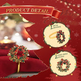 16Pcs Christmas Wreath Napkin Rings Set Of 8 And 8 Christmas Napkins Cloth, Napkins Holdes For Dinning Table Setting Decoration, Xmas Dinner Tables Rings For Winter Party