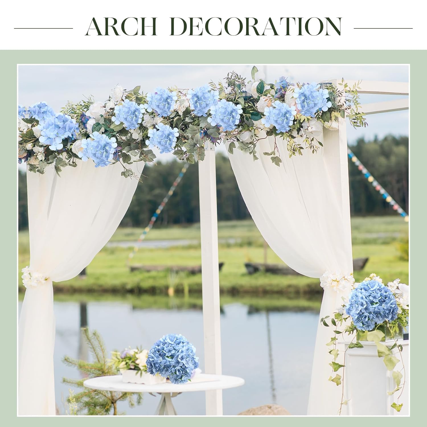 6 Bundles 30 Heads Hydrangea Silk Flowers Large Artificial Hydrangea Flowers Heads With 18.5'' Long Stems Faux Hydrangea Bouquets For Home Table Centerpieces Wedding Party Decoration(Blue)