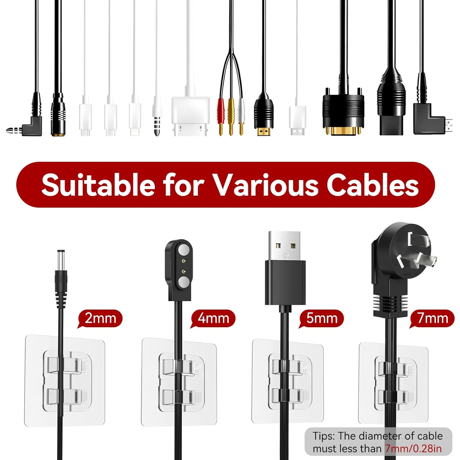Hooks For Outdoor String Lights, 25 Pack Heavy Duty Cable Clips, Damage Free Cord Clips, Waterproof And Uv-Resistant, Clear Self-Adhesive Hooks For Hanging Christmas Lights Outdoor And Patio Decor