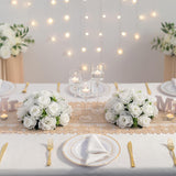 White Flower Balls For Centerpieces: 2Pc 11.8 Inch Artificial Rose Floral Arrangement Bouquet Wedding Dinning Table Decoration - Easy Use Kissing Ball For Home Party Baby Shower Decor