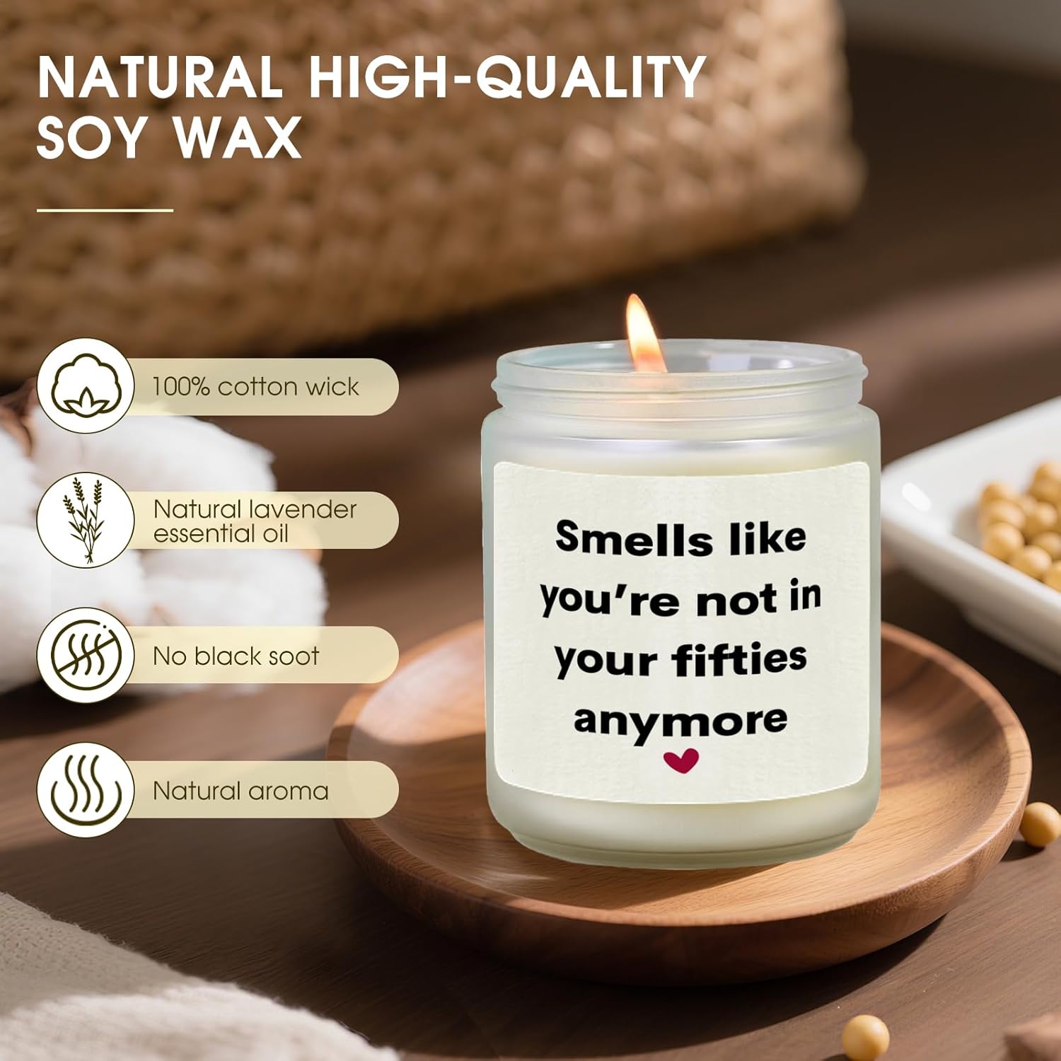 60Th Birthday Gifts For Women Men, 1966, 60Th Birthday Gifts For Mom, Dad, Her, Him, Wife, Sister, Friend, Christmas Scented Soy Wax Candle With Gift Box