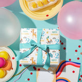 2Nd Birthday Wrapping Paper Roll - Blue Happy Birthday With Cute Animal Design For Age2 Baby Boy, Party, Baby Shower - Mini Roll - 17 Inches X 16.4 Feet (23.2 Sq.Ft.)