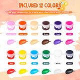 12 Pack 168 Pcs Mini Acrylic Paint Set With Brushes For Kids Adults Craft Paints, 12 Colors Washable Acrylic Paint Strips For Home Classroom Birthday Party Diy Favors