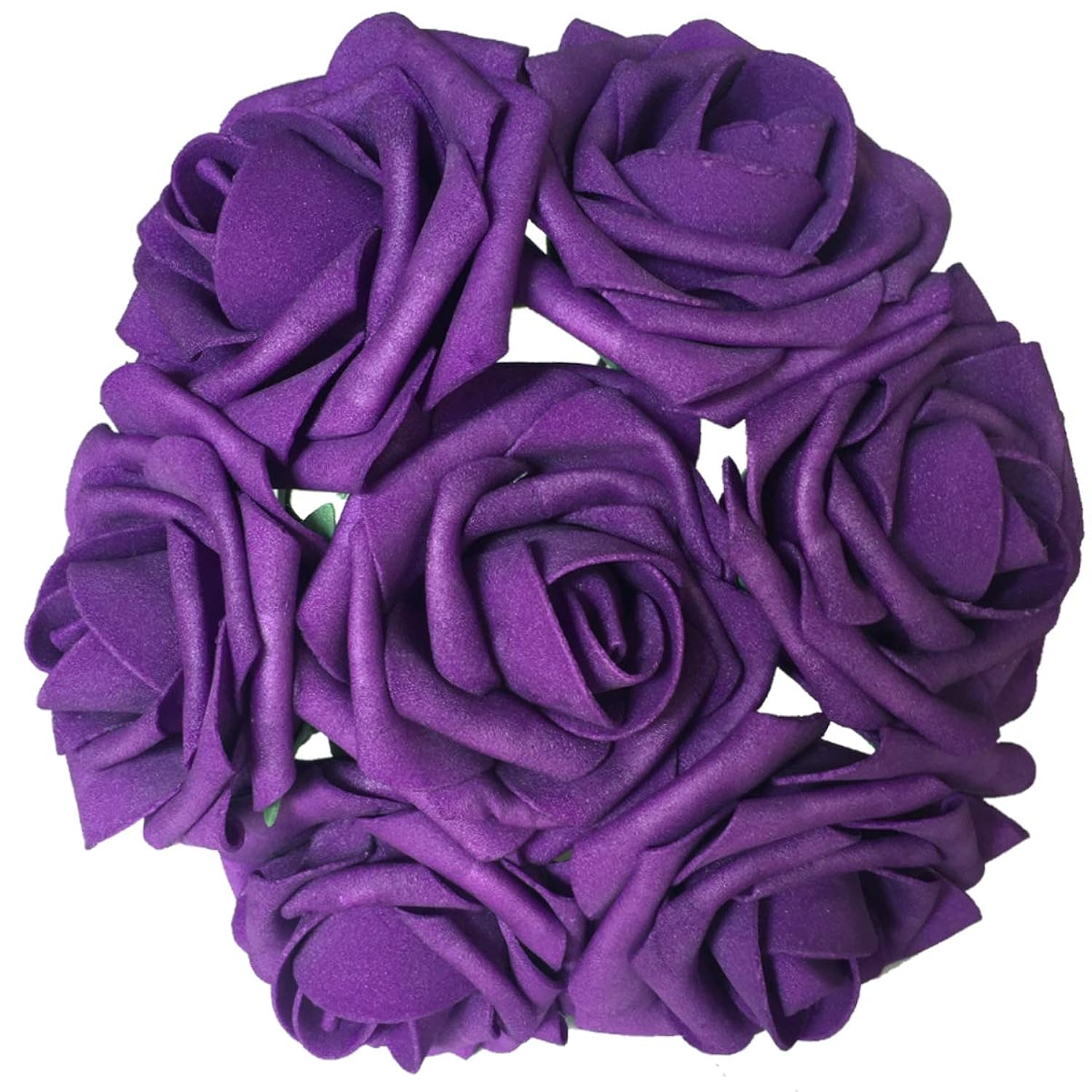 Artificial Flowers 50Pcs Real Looking Dark Purple Fake Roses With Stem For Diy Wedding Bouquets Centerpieces Party Baby Shower Home Decorations (Purple)