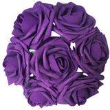 Artificial Flowers 50Pcs Real Looking Dark Purple Fake Roses With Stem For Diy Wedding Bouquets Centerpieces Party Baby Shower Home Decorations (Purple)