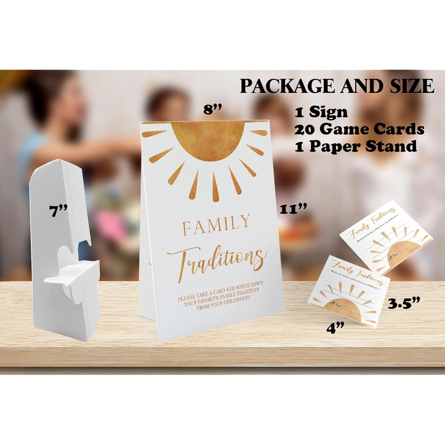 Sun Theme Favorite Family Traditions Baby Shower Games Set(1 Sign And 20 Cards), Games For Baby Shower, Wedding Shower, Bridal Shower, Game Night, Gender Reveal Party, Family Day Decorations 07