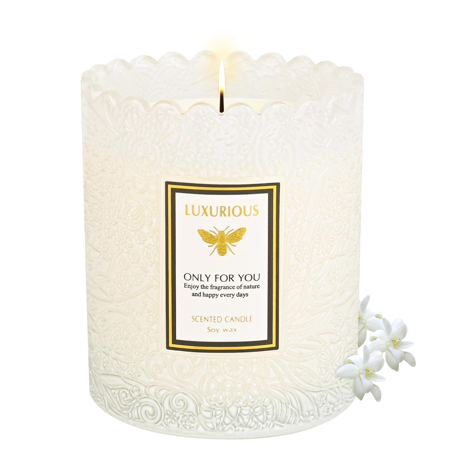 Tuberose Scented Candle, Candles For Home Scented, Luxury Jar Candles For Women, Candles Gifts For Women, Natural Soy Wax Candle, 7 Oz 40 Hours