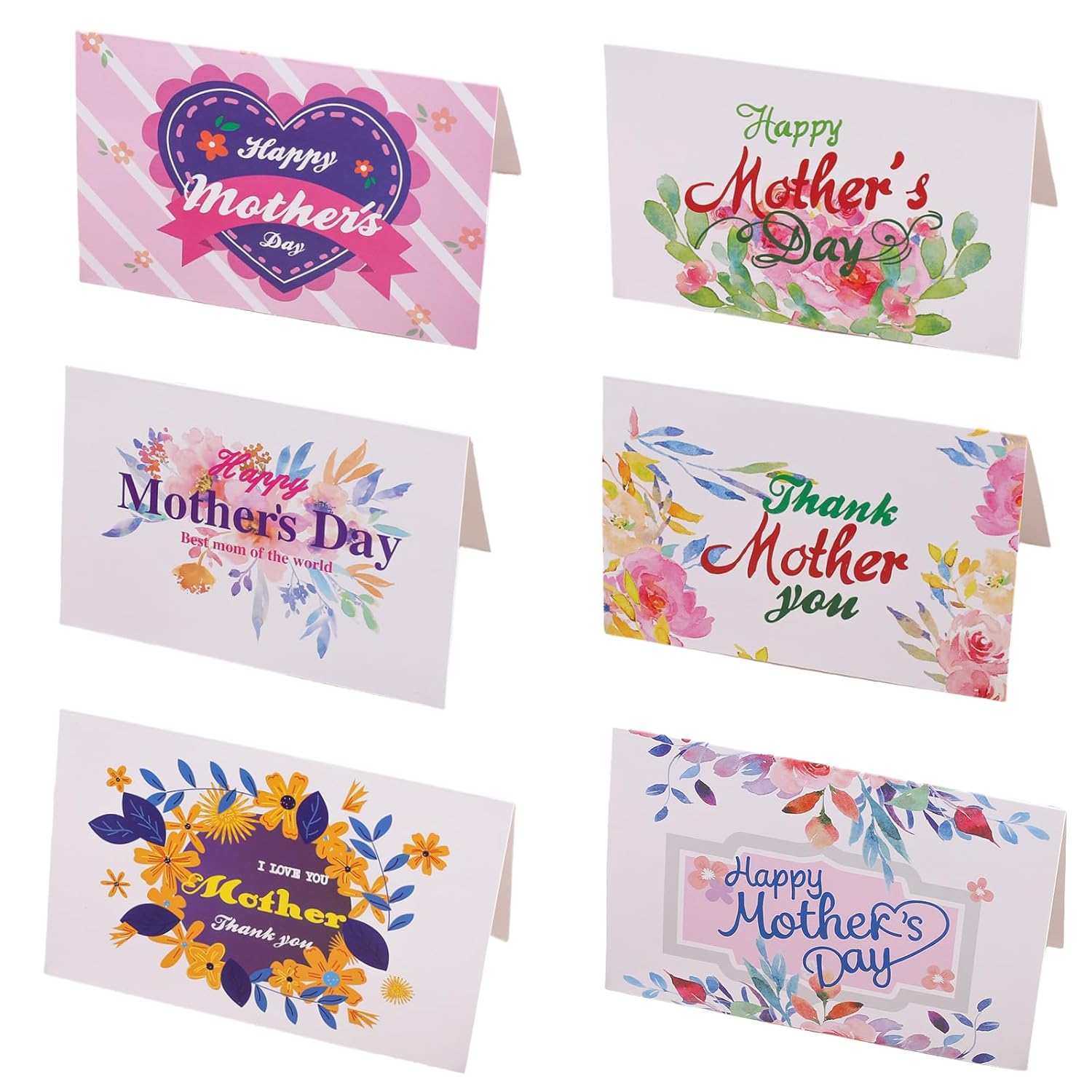 Happy Mother’S Day Greeting Cards Assortment For Mom, Wife, Blank Notes Cards For Mother'S Day Birthday Supplies (18 Cards With Envelopes & Stickers, 4" X 6" Cover, 6 Floral Designs)
