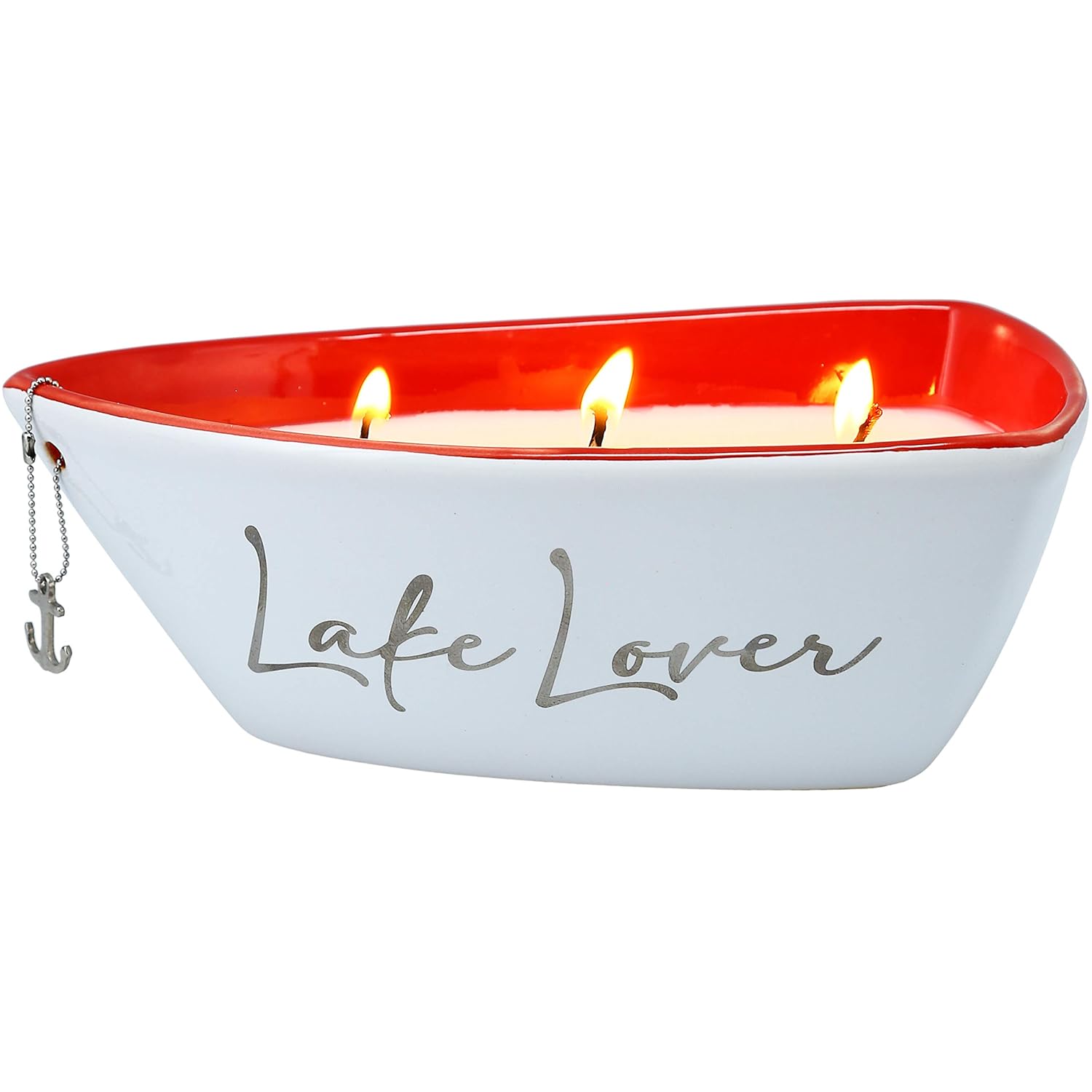 Lake Lover- Triple Wick 10 oz 100% Soy Wax Candle Scent: Fresh Linen with Silver Detail Accents.