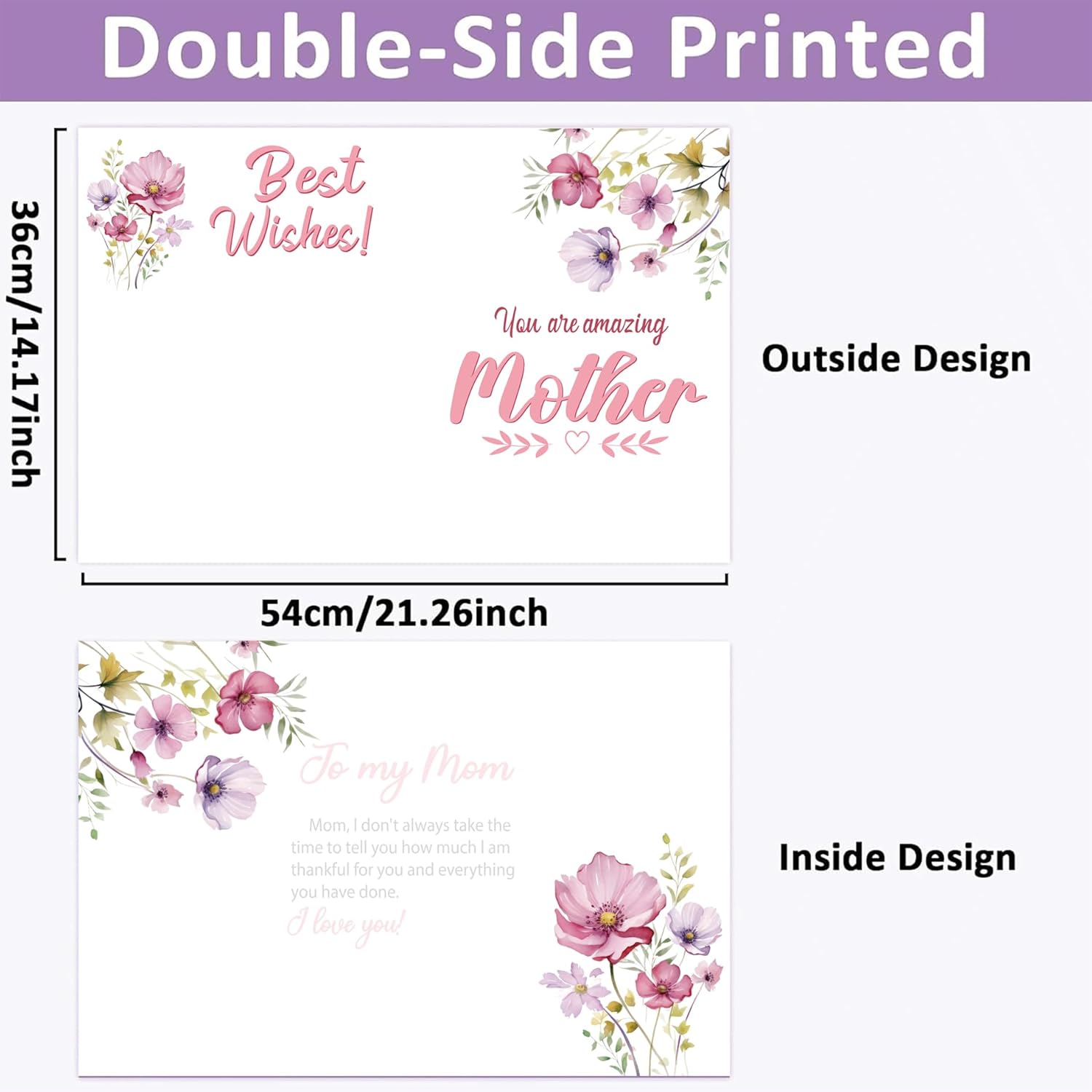 Jumbo Happy Mother'S Day Greeting Card With Envelope Giant Card Gift For Mom Wife From Daughter Son Mother’S Day Big Cards Guest Book Signature Christmas, Birthday Large Shaped14 X 21.26 Inch (Bd0018)