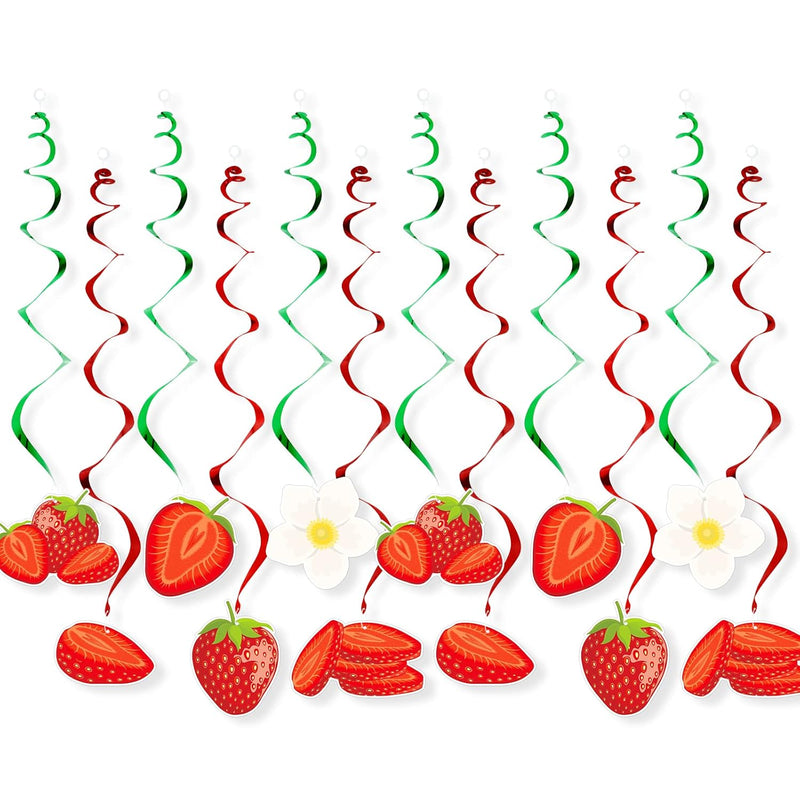 Strawberry Hanging Swirls, Pre-Strung Party Decorations For Summer, Be