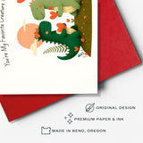 (5.3X8In) Cute Dinosaur Love Card, You’Re My Favorite Creature To Roar With, Funny Romantic Greeting For Boyfriend, Girlfriend, Adorable Dino Couple Anniversary Or Valentine’S Day Card (Xmas 14)