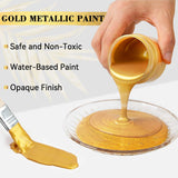 Gold Leaf Paint, 100Ml Water-Based Metallic Acrylic Paint, Golden Acrylic Paints With 2 Brushes, Fade-Resistant Gold Metallic Paints For Metal, Wood, Canvas, Crafting & Art Projects