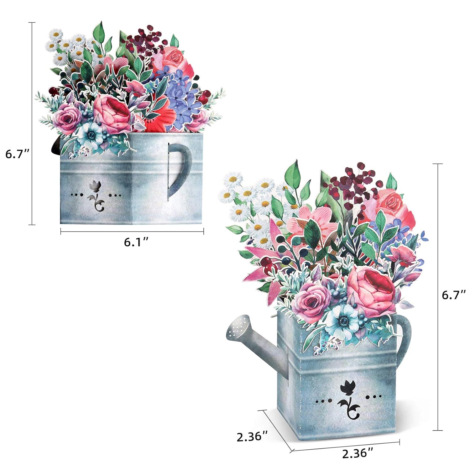 3D Pop Up Flower Cards-Watering Can With Flowers, Pop Up Card Greeting Cards For Mom, Grandmother, 3D Bouquet Card With Blankcard And Envelope, For Birthday, Mother'S Day, Thank You, All Occasions
