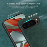 Pixel 9 Pro XL Case, Slim PU Leather, Soft Bumper, Shockproof Cover, Green