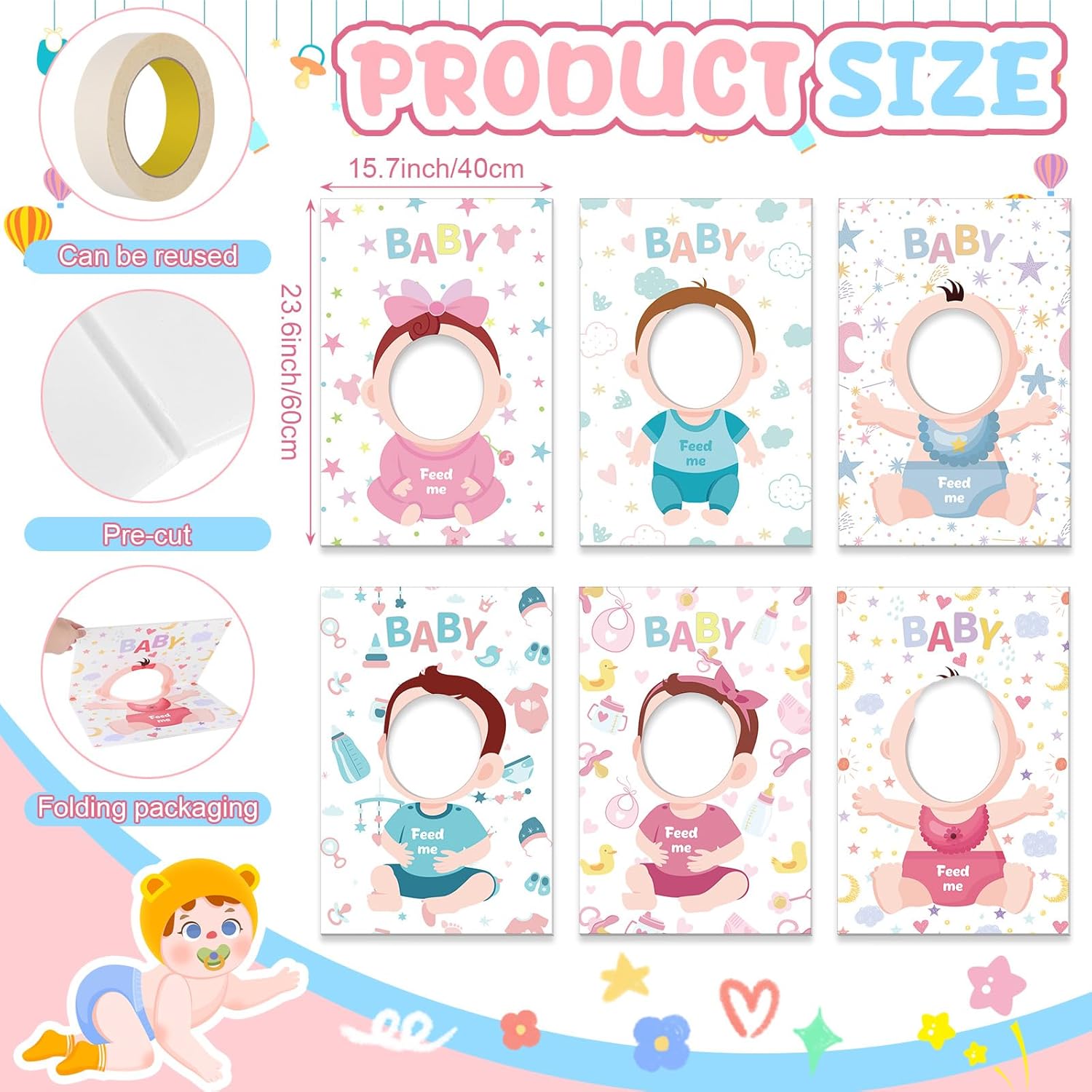 6 Pcs Baby Shower Games Feed Me Baby Shower Game Who Is The Baby Daddy Games Bridal Party Activities Photo Booth Props For Gender Reveal Party Favors