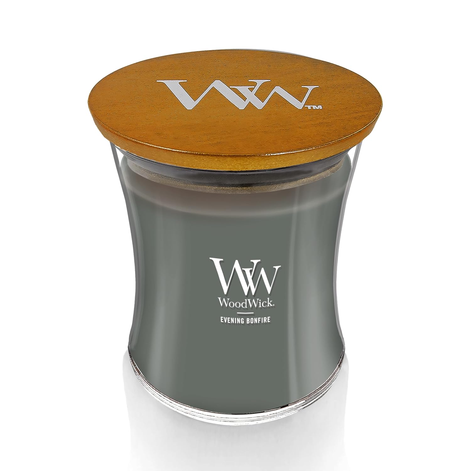 WoodWick Evening Bonfire Holiday Candle Gifts for Women and Men, 9.7 oz Medium Hourglass Candle with Crackling Wick
