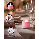 24 Pack Pink Led Tea Lights, Flameless Votive Candles, Electric Fake Colored Candles, Battery Operated Tealights Candles For Party, Christmas, Aniversary, Wedding Table Centerpiece, Proposal
