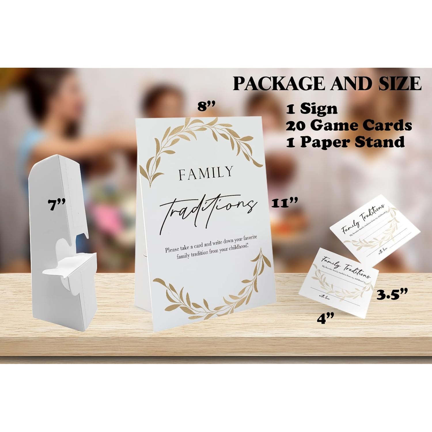 Golden Leaves Theme Favorite Family Traditions Baby Shower Games Set(1 Sign And 20 Cards), Games For Baby Shower, Wedding Shower, Bridal Shower, Game Night, Gender Reveal, Family Day Decorations 21