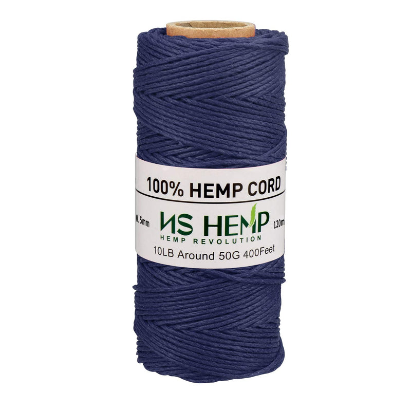 100% Hemp Cord, Jewelry Making, 0.5Mm, 120 Meters (400Feet) (19# Midnight Blue