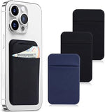 3-Pack Phone Card Holder Wallet Sleeve, Adhesive Sticker - 2 Black, 1 Navy