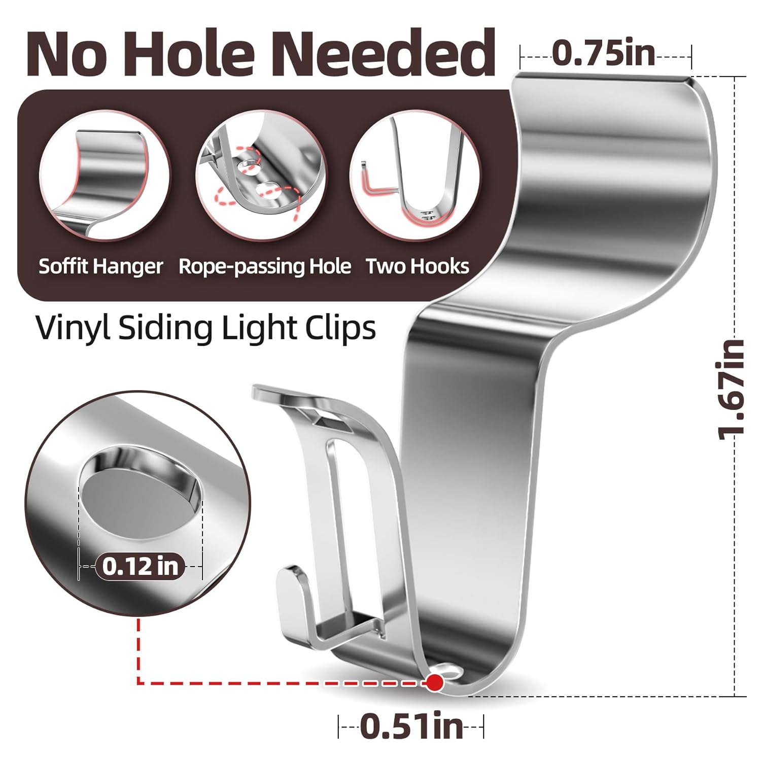 12 Pack Vinyl Siding Hooks For Lights, No Hole Heavy Duty Siding Clips For Hanging Wreaths, String Lights, Porch Sign, Christmas Decor And Plant Hooks