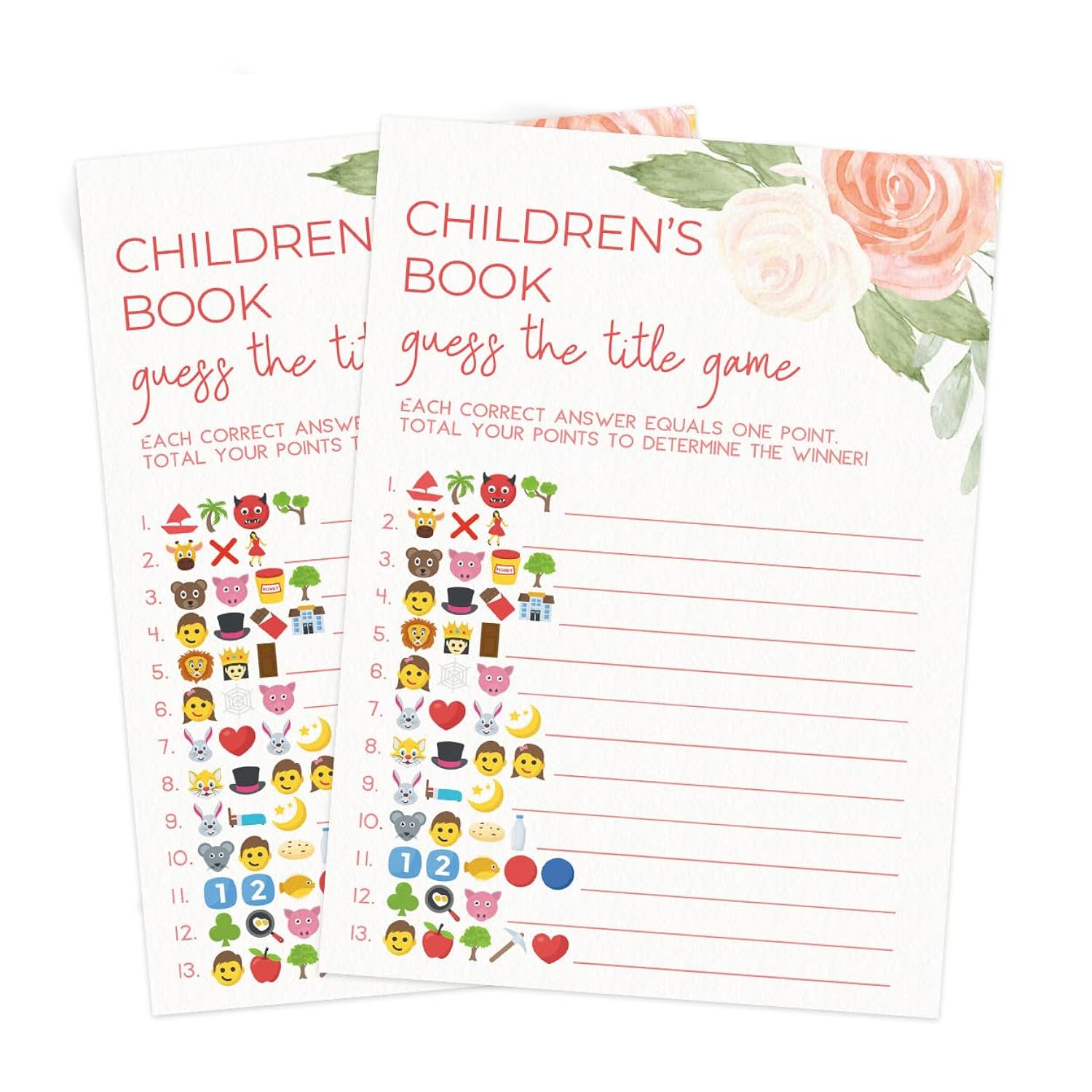 Baby Shower Games – Guess The Children’S Book Title Game For Girl, Baby In Bloom Floral Theme, 50 Cards