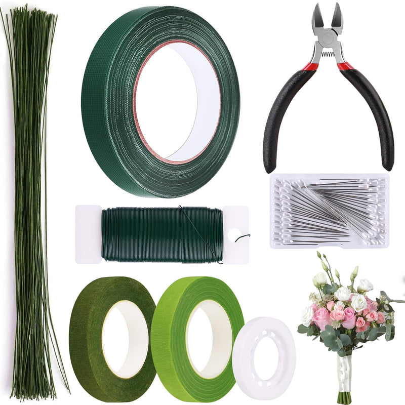 Floral Arrangement Kit With Floral Tape, 26 Gauge Floral Stem Wire, 22 Gauge F