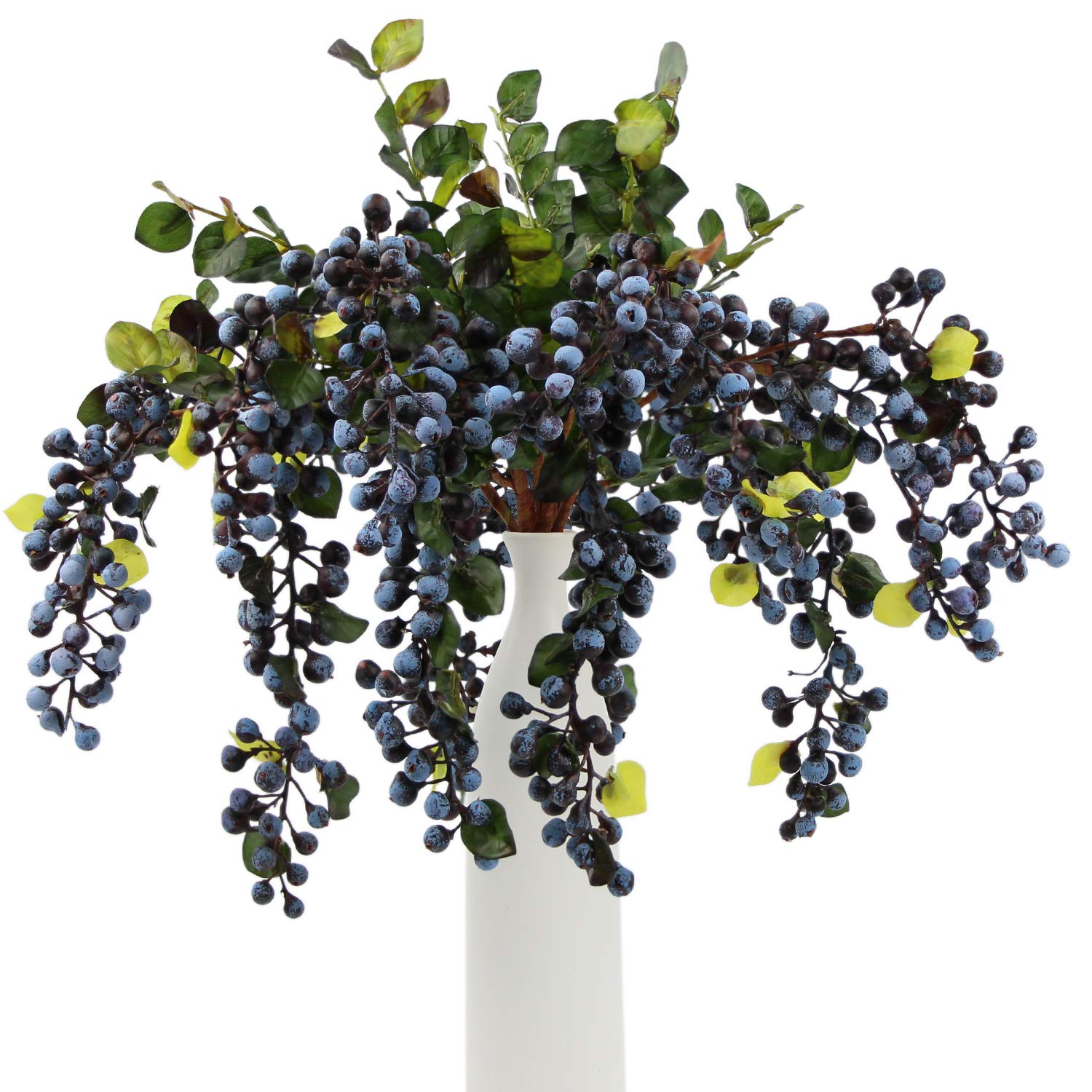 2Pcs Artificial Blueberries Fake Berries Stems Hanging Spray Frosted Blueberry Fall Floral Picks For Wreath Thanksgiving Decoration