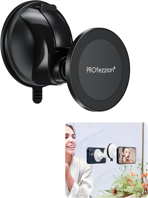 Multi-Surface Suction Mount, Detachable Phone Holder for MagSafe & All Phones