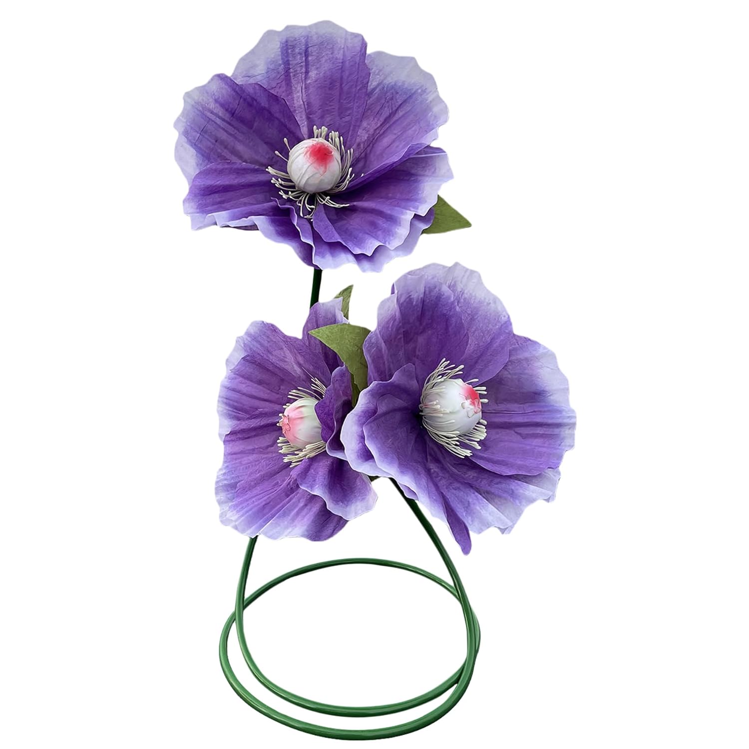 Giant Artificial Poppy Flowers - 38.5 Inch Tall Purple Fake Flowers With Stand - Set Of 3 Realistic Large Poppies For Wedding, Garden, Home, Hotel, Party & Shop Window Display Decor
