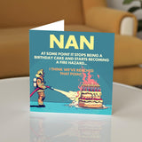 Rude Nan Birthday Card - Fire Hazard - Funny Happy Birthday Card For Nan From Grandson Granddaughter, 145Mm Joke Humor Bday Greeting Cards