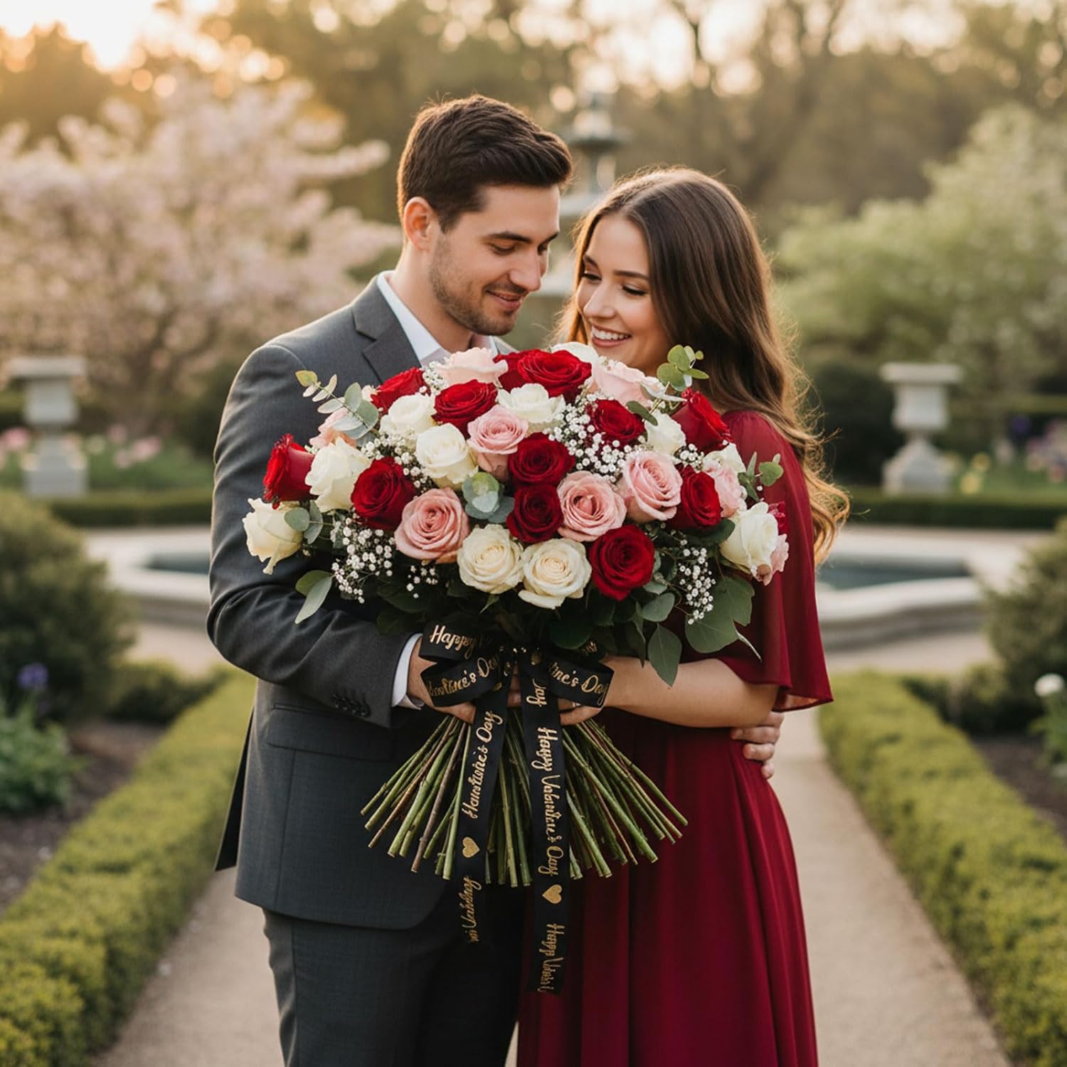 10 Yards Happy Valentine'S Day Ribbon Glitter Black Gold Heart Ribbon Craft For Hair Bow Wreath Crafts Gift Wrapping Flower Bouquet Anniversary Wedding Decor Birthday Party Supply(2 Inch)