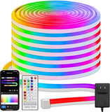 33Ft Smart RGBIC LED Neon Rope Lights with Alexa Google Assistant Music Sync App Control