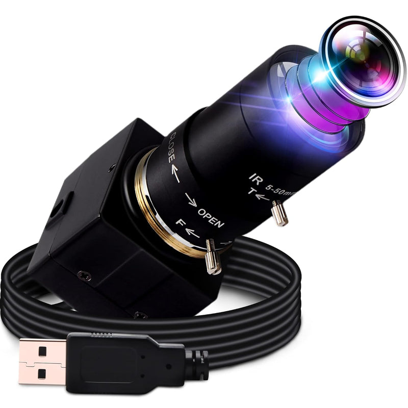 8Mp Ultra Hd Varifocal Webcam,5-50Mm 10X Optical Zoom Usb Camera,Fhd 2448P Var