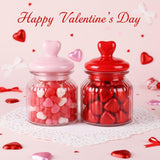 4 Pcs Valentine'S Glass Jars With Heart Lids 22Oz Pink Red Cookie Storage Jars 6.3" X 3.94" Candy Containers Airtight Food Storage Containers For Kitchen And Dining Room Decoration