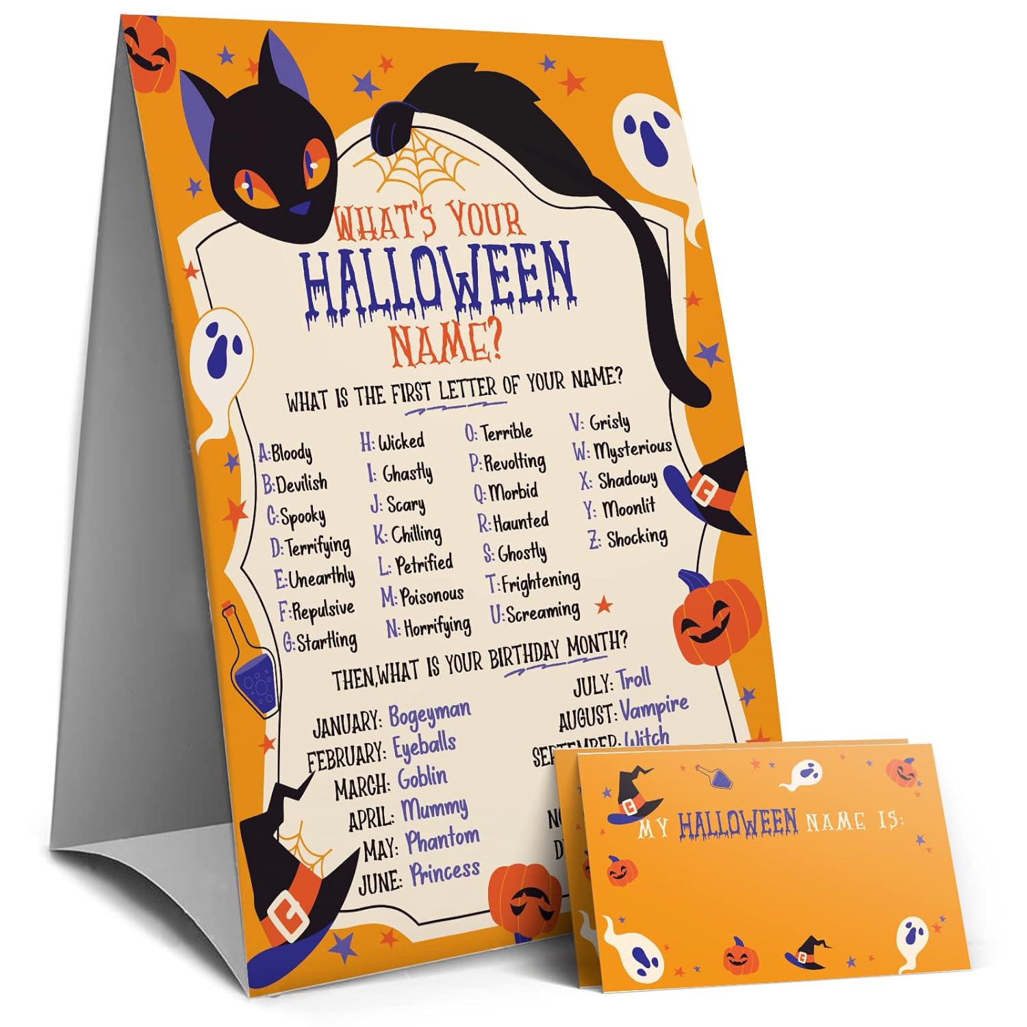 Halloween Games Sign - What'S Your Halloween Name Game, Halloween Games And Activities For Family, Fall Party Games?5Wn?