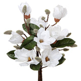 Magnolia Fake Flowers Artificial Flower Magnolia Stems 17.7" Real Touch Magnolia Flowers Branch For Office Vase Table Centerpiece-Fake Flowers Home Decor Beige White Magnolia-4Pcs