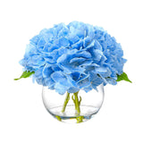Artificial Hydrangea With Fake Water In Vase, Real Touch Faux Flowers, Silk Fake Hydrangea Flower Arrangement With Faux Water For Home Office Bathroom Wedding Table Centerpiece Decor(Blue)