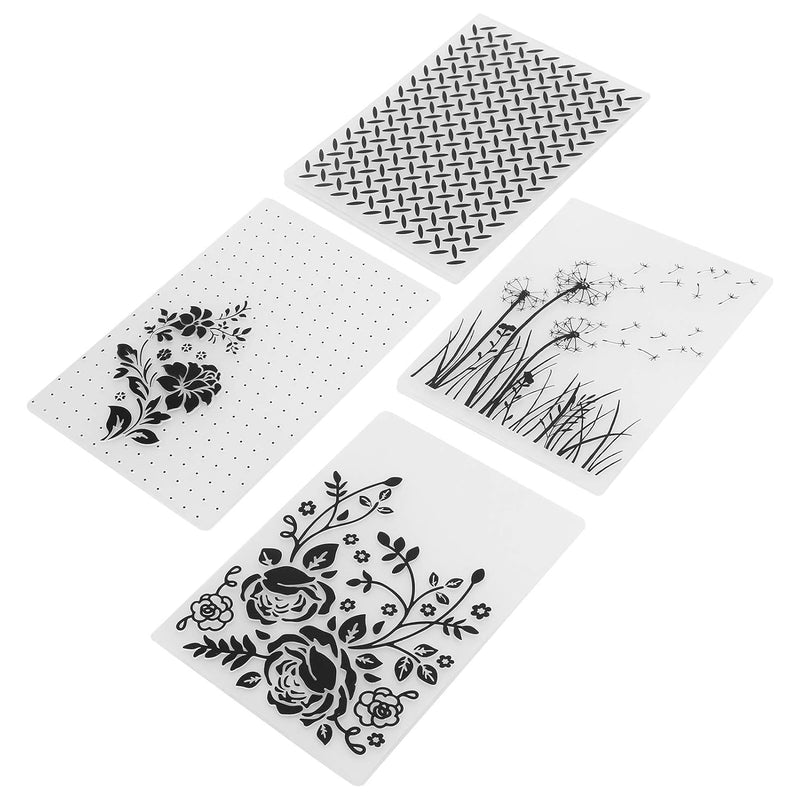 4 Pcs Plastic Embossing Folders Embossing Machine Template Paper Card