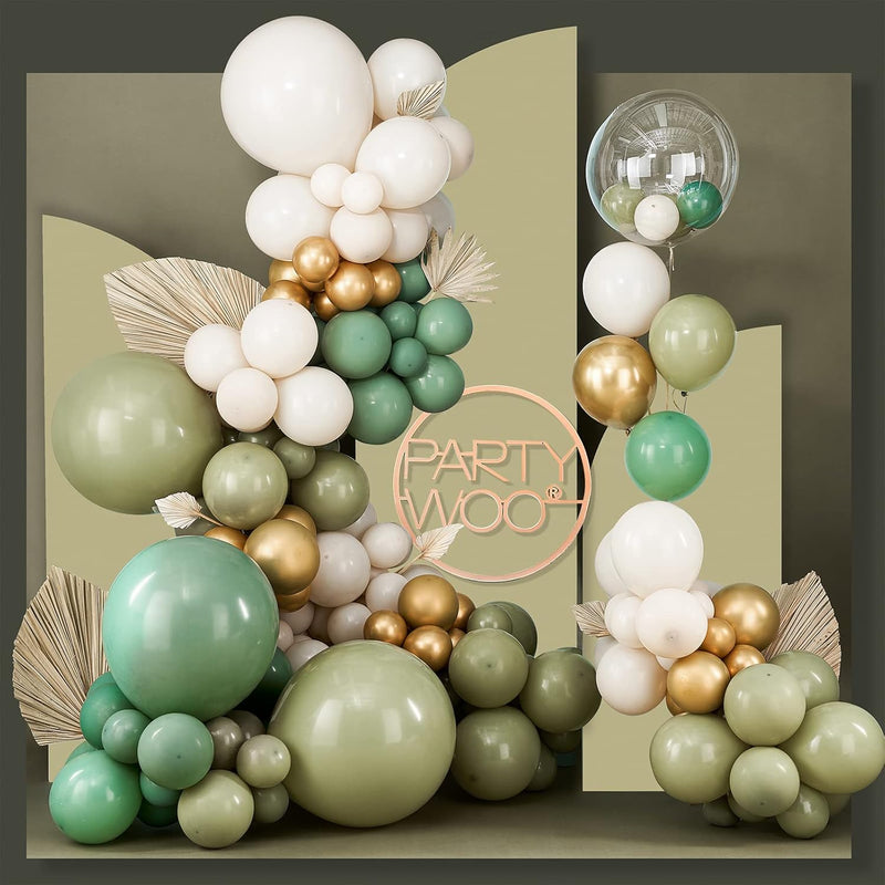 140 Pcs Olive Green Balloon Arch Kit, Sage Green Balloon Garland Kit W