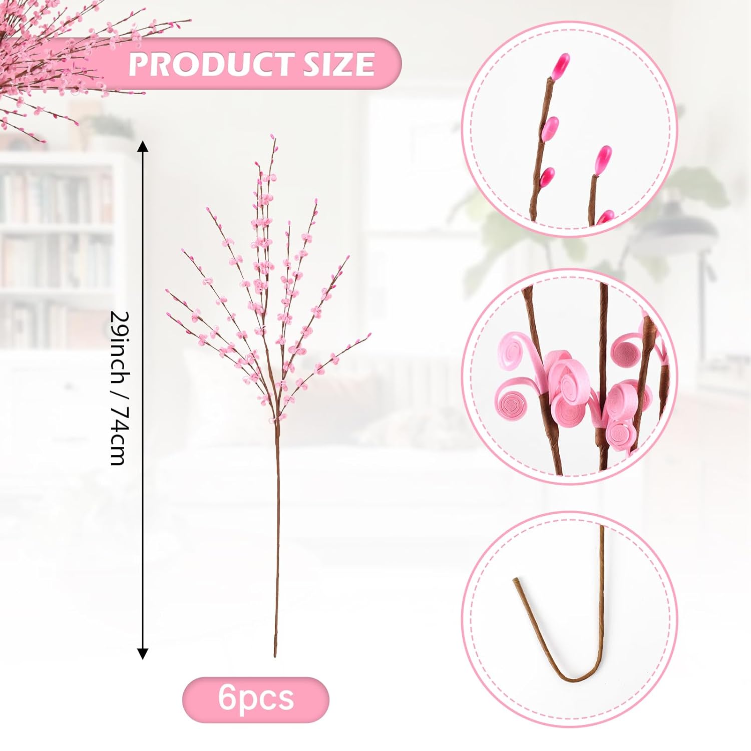 Artificial Jasmine Flowers With Long Stem 6Pcs 29.5" Fake Flower Bouquet Faux Jasmine Plants For Wedding Bridal Bouquet Wreath Table Centerpiece Outdoor Décor (Pink)