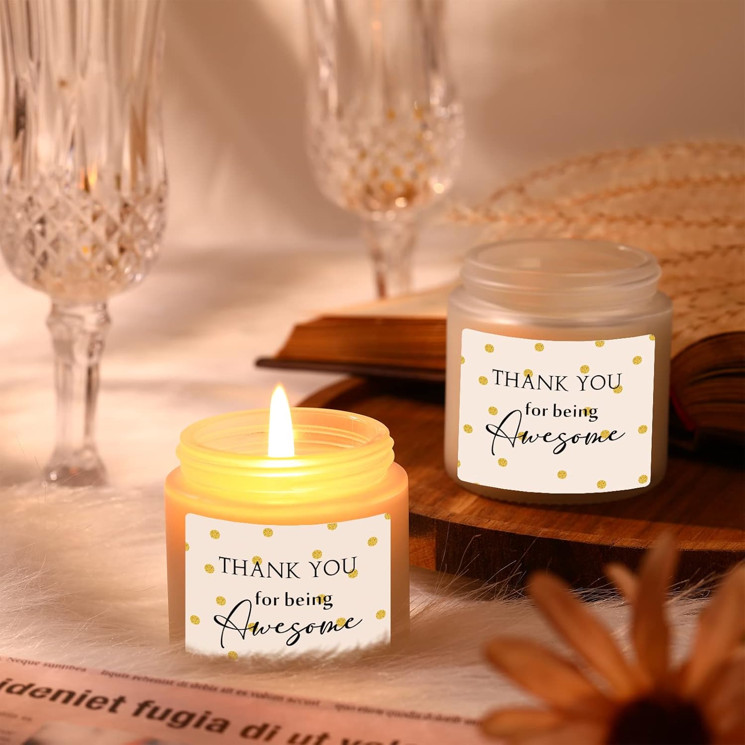 20 Pcs Thank You Candles Bulk 3.5 Oz Valentines Employee Appreciation Gifts Scented Soy Wax Candles Thank You For Being Awesome Inspirational Jar Candle For Nurse Volunteer Coworker(Elegant)