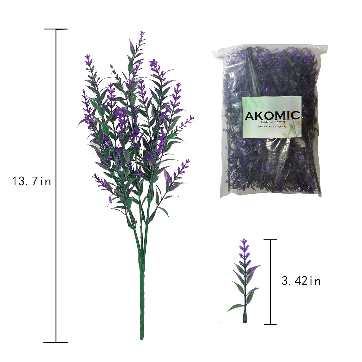 12Pcs Artificial Lavender Flowers Fake Plastic Outdoor Plants Uv Resistant Shrubs For Indoor Outside Home Porch Garden Window Box Wedding Party Decoration