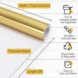 Gold Wrapping Paper, 17Inch X 33Ft Solid Color Metallic Lustre Paper, Gold Gift Wrapping Paper With Grid Cutting Lines Perfect For Christmas, Birthday, Wedding, Valentine, Baby Shower, Arts & Crafts