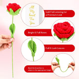 10 Pcs Valentine Crochet Rose With 10 Pcs Gift Wraping Boxs, Handmade Knitted Flowers Artificial Rose Thank You Gifts For Women Girl Teacher Birthday Mother Home Decor Anniversary